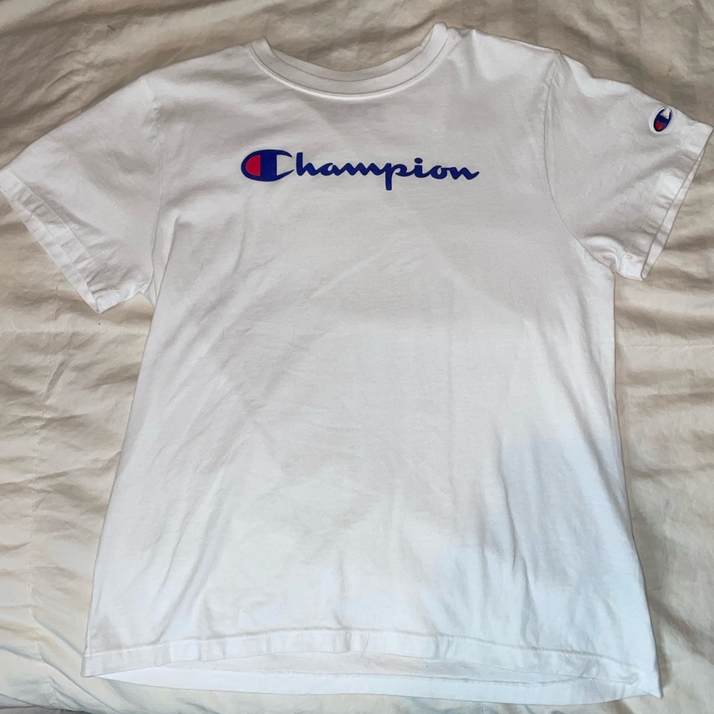 Champion Class T-shirt, Script Logo, White, Medium